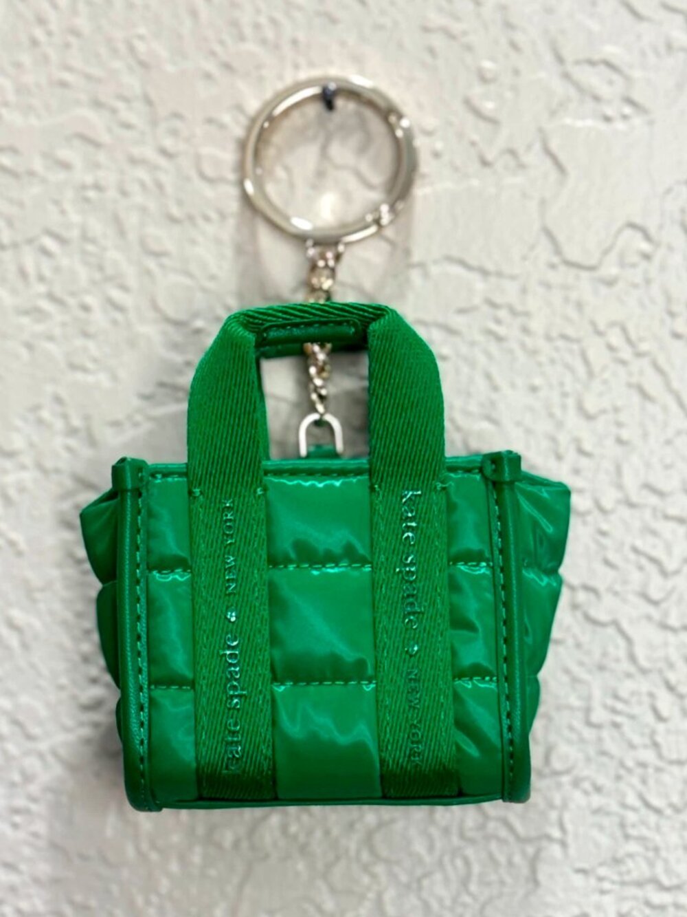 S Kate Spade Kip Puffy Micro Bag Charm Key Fob Keychain - Green Bean - Picture 6 of 8